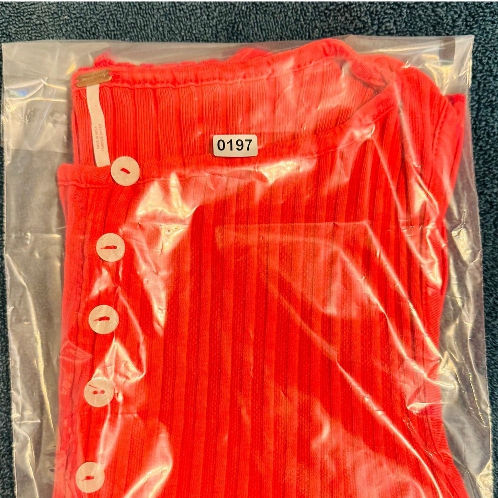 Free People Ribbed Red Button-Front Tank - Picture 6 of 6